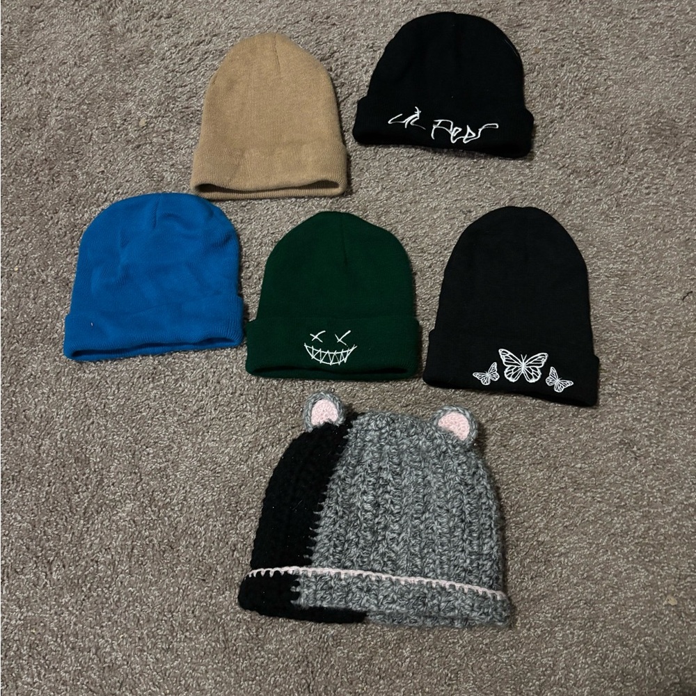 Women’s Cozy Knit Beanie Set - Black, Blue, Green, Tan, Gray